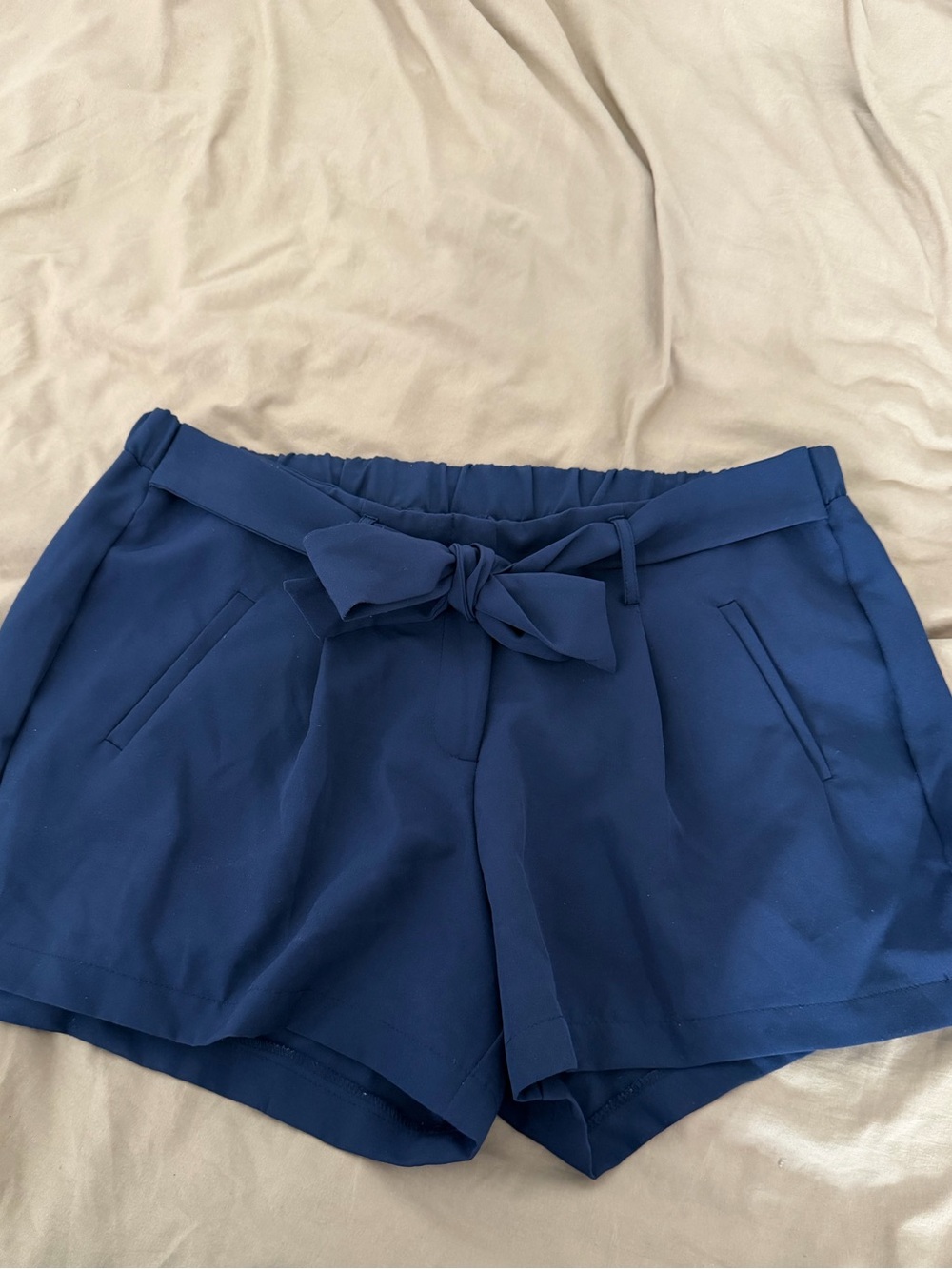 like an angel Deep Blue High-Waist Tie-Front Women's Shorts